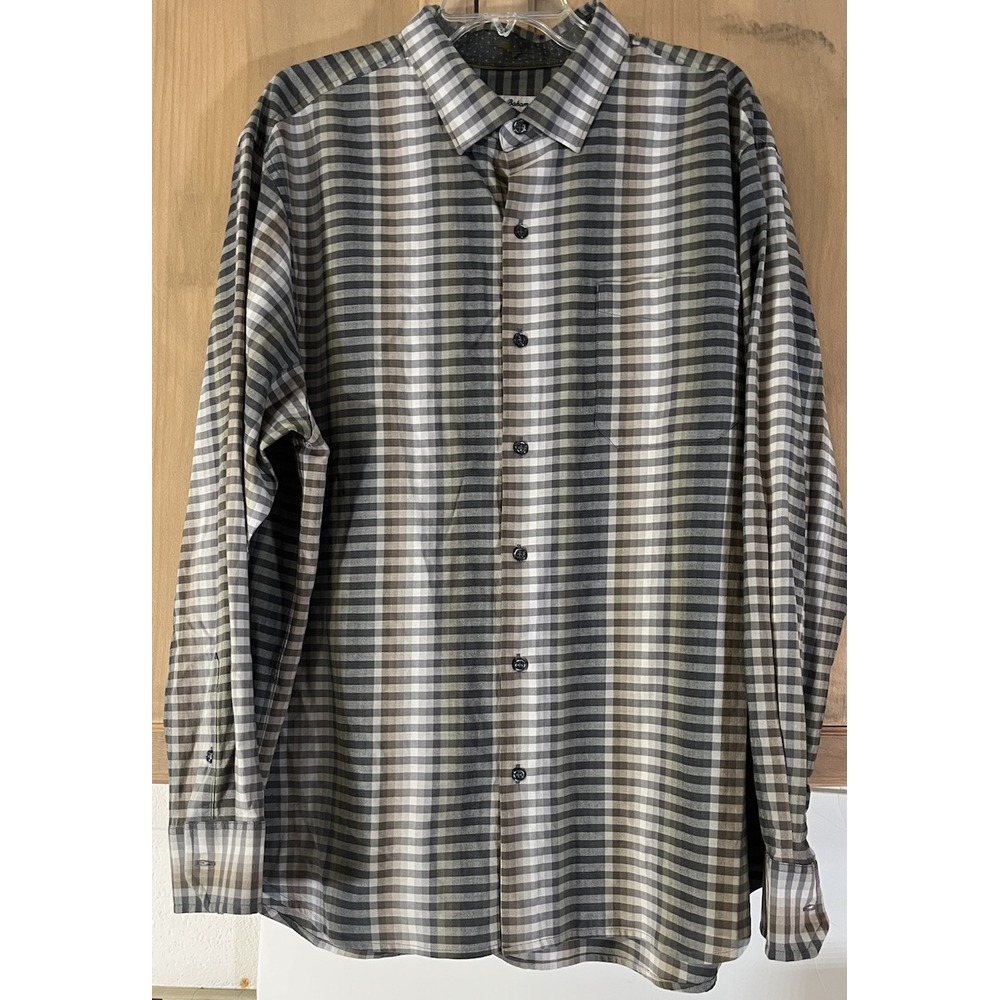 Tommy‎ Bahama Men Size XL Check Silk/Cotton Flip Cuffs Woven Shirt